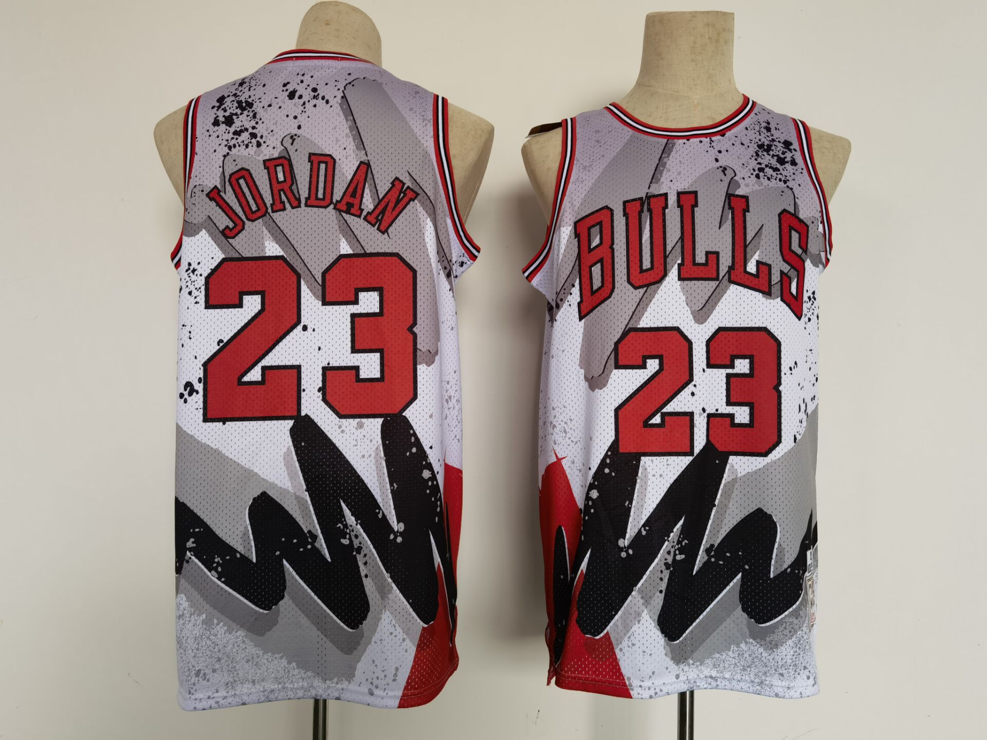 Men Chicago Bulls 23 Jordan Grey Hip hop version 2022 NBA Jersey